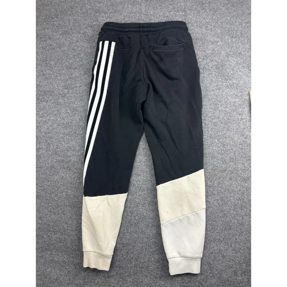 Adidas Sweatpants Mens Medium Black Fleece Joggers Side Stripe Colorblock Logo - Picture 10 of 10